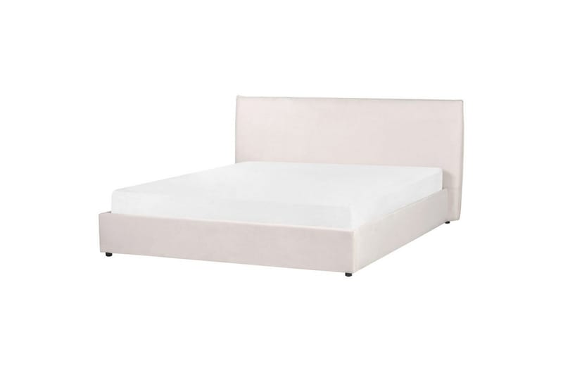 Seng med opbevaring Lavaur - Hvid/Fløjl, 180x200 cm - Møbler - Senge - Sengeramme & sengestel