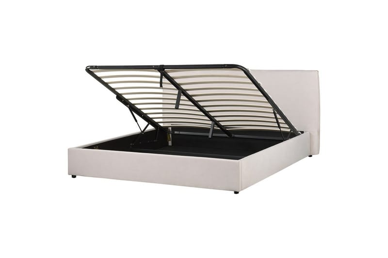 Seng med opbevaring Lavaur, Hvid/Fløjl, 180x200 cm