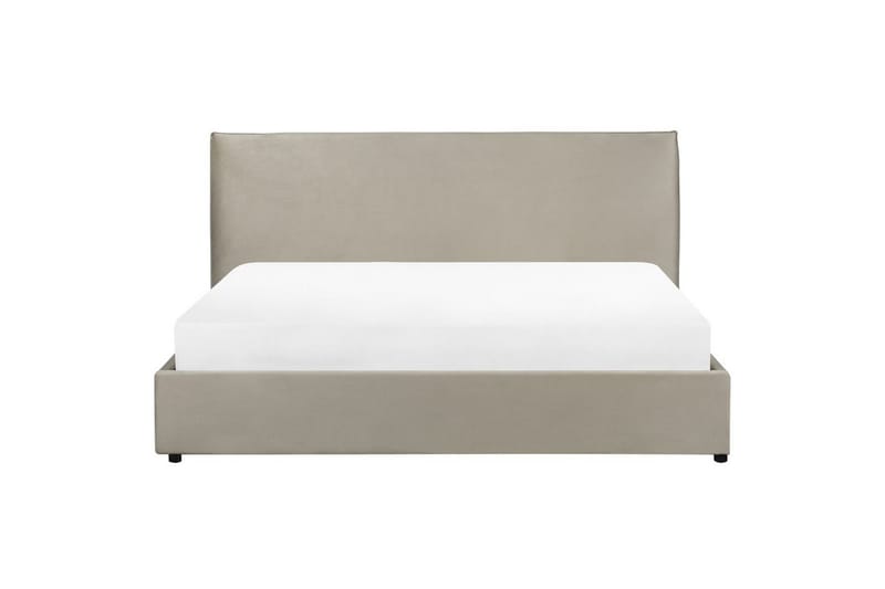 Seng med opbevaring Lavaur - Taupe/Fløjl, 180x200 cm - Møbler - Senge - Sengeramme & sengestel