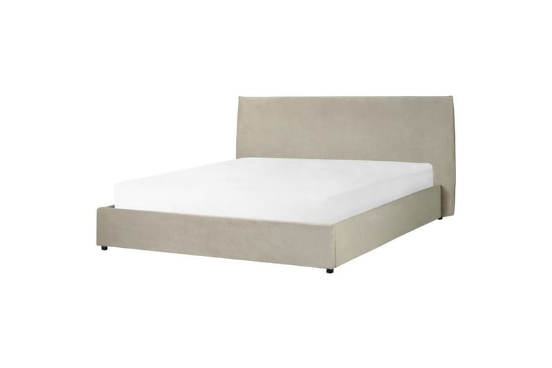 Seng med opbevaring Lavaur - Taupe/Fløjl, 180x200 cm - Møbler - Senge - Sengeramme & sengestel