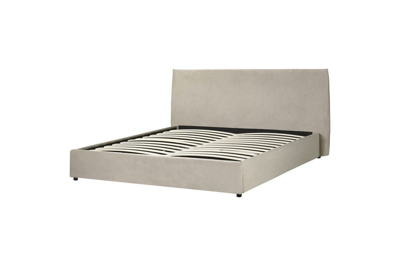 Seng med opbevaring Lavaur - Taupe/Fløjl, 180x200 cm - Møbler - Senge - Sengeramme & sengestel
