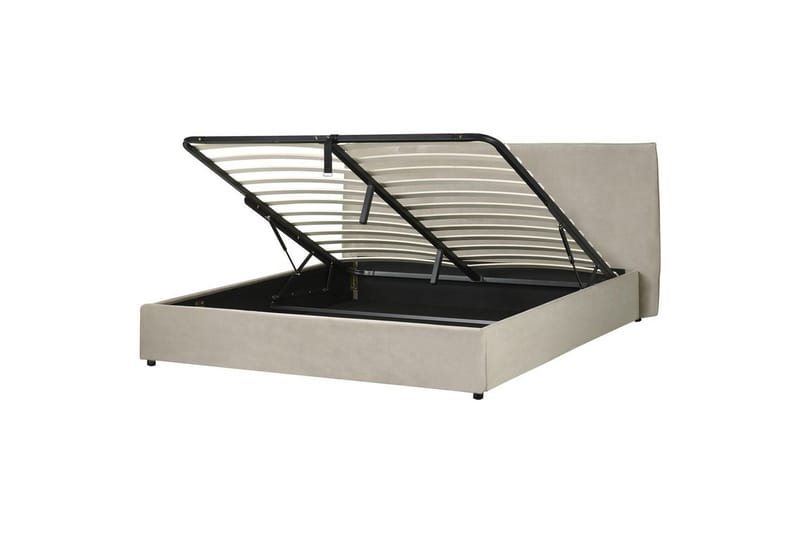 Seng med opbevaring Lavaur - Taupe/Fløjl, 180x200 cm - Møbler - Senge - Sengeramme & sengestel