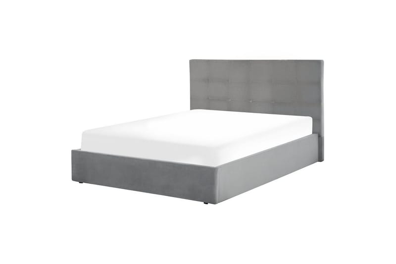 Seng med opbevaring Lorient - Grå/Fløjl, Grå/fløjl, 140x200 cm - Møbler - Senge - Sengeramme & sengestel