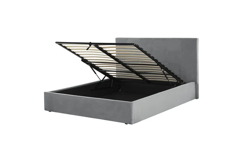 Seng med opbevaring Lorient, Grå/Fløjl, Grå/fløjl, 160x200 cm