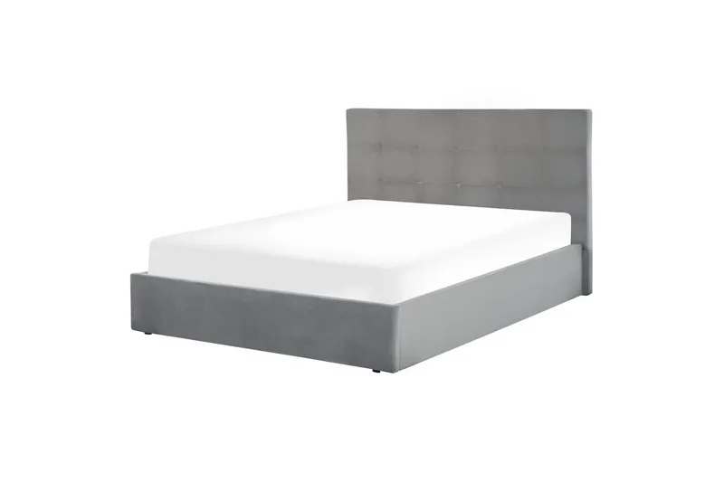 Seng med opbevaring Lorient - Grå/Fløjl, Grå/fløjl, 160x200 cm - Møbler - Senge - Sengeramme & sengestel