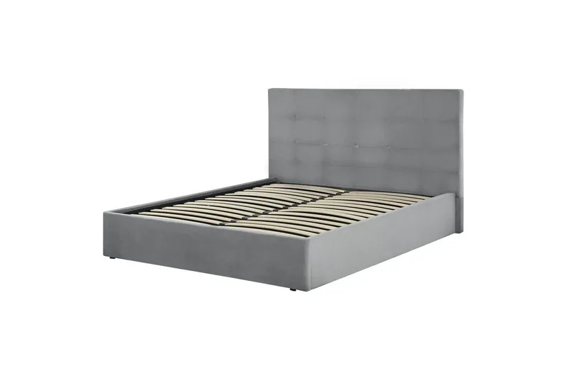 Seng med opbevaring Lorient - Grå/Fløjl, Grå/fløjl, 160x200 cm - Møbler - Senge - Sengeramme & sengestel