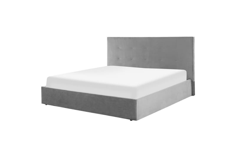 Seng med opbevaring Lorient - Grå/Fløjl, Grå/fløjl, 180x200 cm - Møbler - Senge - Sengeramme & sengestel
