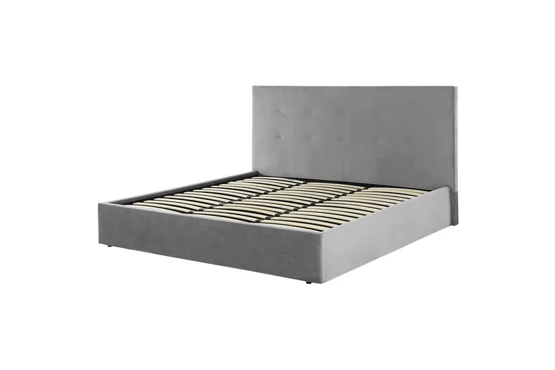 Seng med opbevaring Lorient - Grå/Fløjl, Grå/fløjl, 180x200 cm - Møbler - Senge - Sengeramme & sengestel