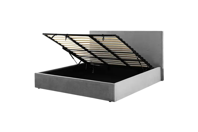 Seng med opbevaring Lorient, Grå/Fløjl, Grå/fløjl, 180x200 cm