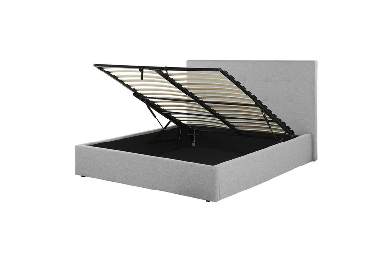 Seng med opbevaring Lorient, Grå/Polyester, Grå/polyester, 140x200 cm