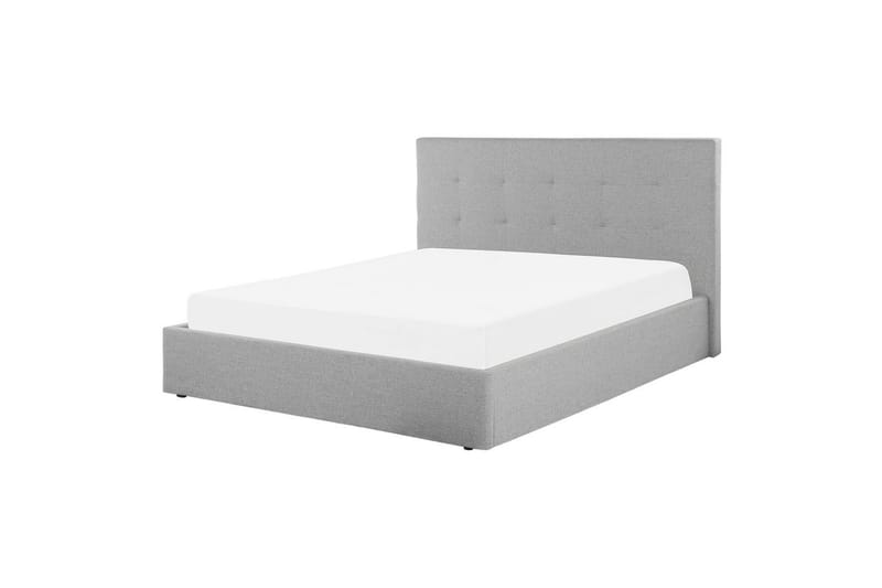 Seng med opbevaring Lorient - Grå/Polyester, Grå/polyester, 160x200 cm - Møbler - Senge - Sengeramme & sengestel