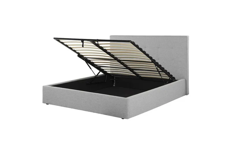 Seng med opbevaring Lorient, Grå/Polyester, Grå/polyester, 160x200 cm