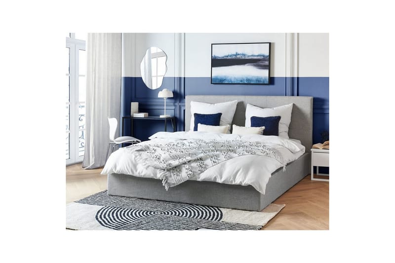 Seng med opbevaring Lorient - Grå/Polyester, Grå/polyester, 180x200 cm - Møbler - Senge - Sengeramme & sengestel
