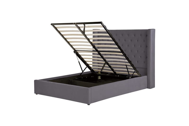 Seng med opbevaring Lubbon, Grå, sølv, 140x200 cm