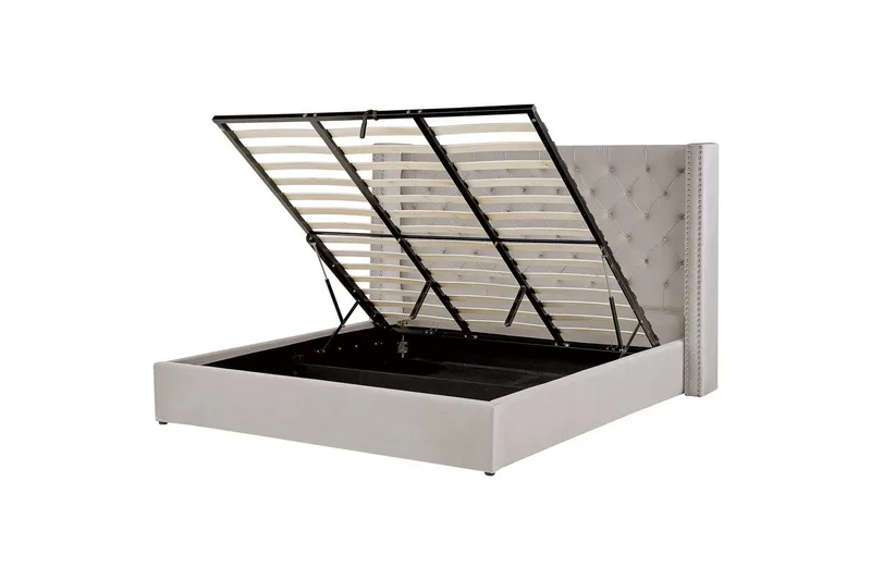 Seng med opbevaring Lubbon, Sølv, 180x200 cm