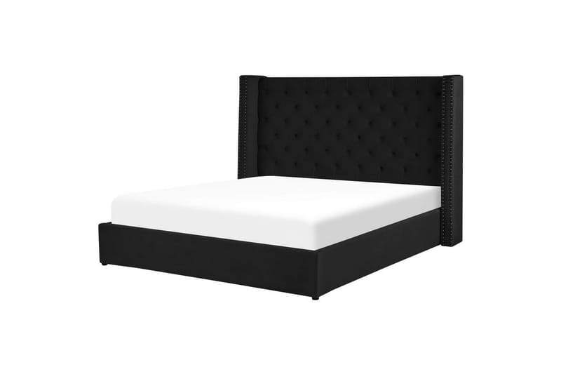 Seng med opbevaring Lubbon - Sort, Sølv, 180x200 cm - Møbler - Senge - Sengeramme & sengestel