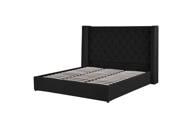 Seng med opbevaring Lubbon - Sort, Sølv, 180x200 cm - Møbler - Senge - Sengeramme & sengestel