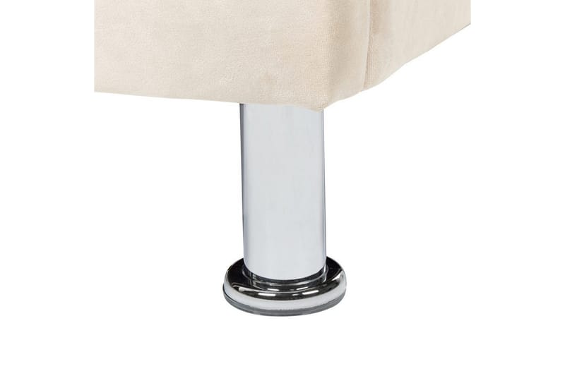 Seng med opbevaring Metz - Beige, Sølv/Fløjl, 90x200 cm - Møbler - Senge - Sengeramme & sengestel