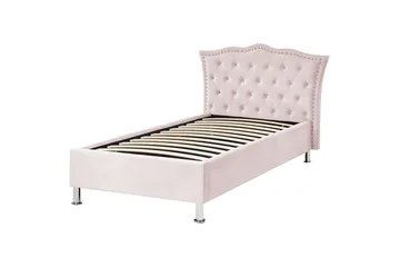 Seng med opbevaring Metz - Pink, sølv/velour, 90x200 cm - Møbler - Senge - Sengeramme & sengestel