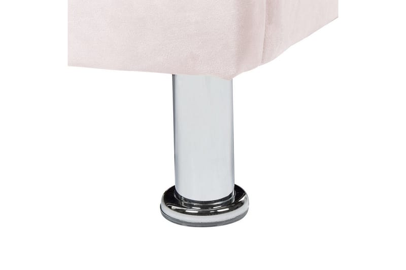 Seng med opbevaring Metz - Pink, sølv/velour, 90x200 cm - Møbler - Senge - Sengeramme & sengestel