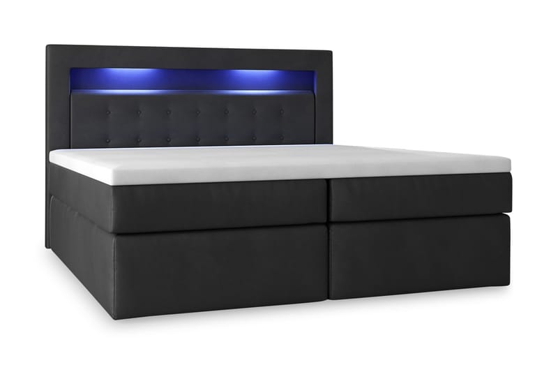 Modena Sengepakke 140x200 med Opbevaring Tuftet Gavl, Sort