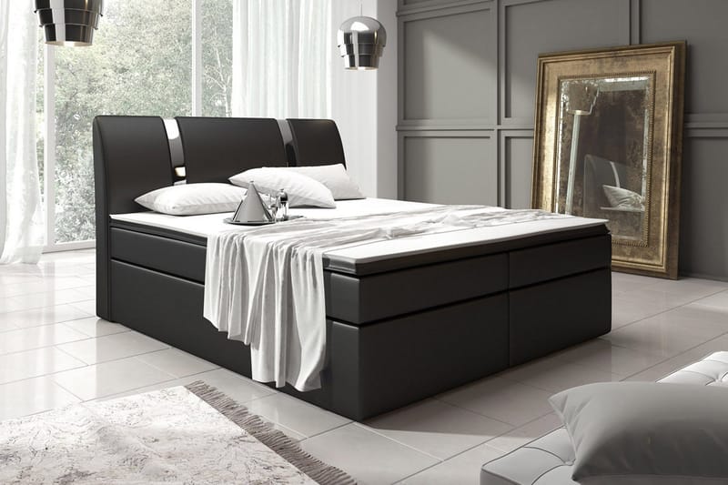 Modena Sengepakke 160x200 med Opbevaring Glat Gavl - Sort - Møbler - Senge - Seng med opbevaring