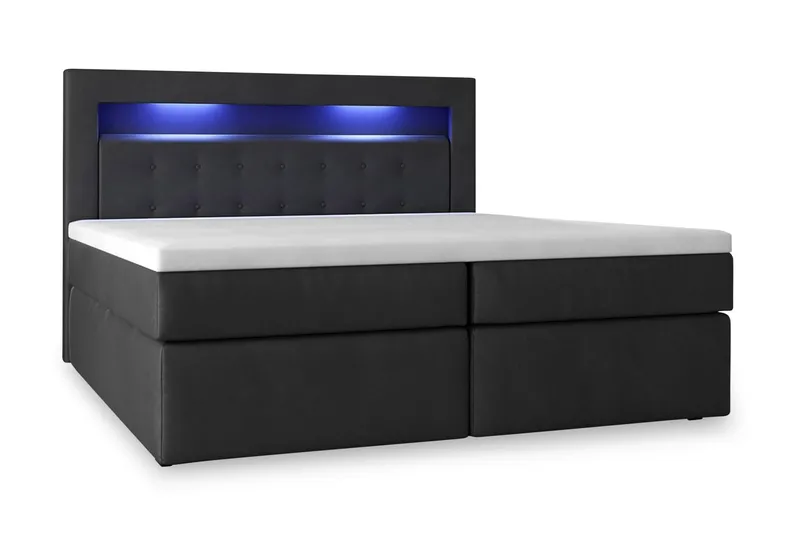 Modena Sengepakke 180x200 med Opbevaring Tuftet Gavl, Sort