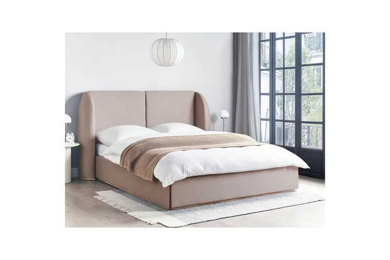 Seng med opbevaring Monestier - Beige, 160x200 cm - Møbler - Senge - Sengeramme & sengestel