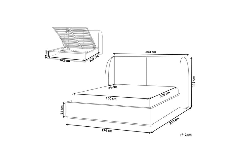 Seng med opbevaring Monestier - Hvid, 160x200 cm - Møbler - Senge - Sengeramme & sengestel