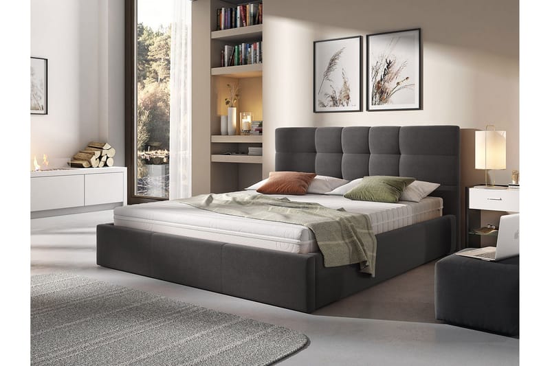 Nieres Opbevaringsseng 180x200 cm - Mørkegrå - Møbler - Senge - Seng med opbevaring