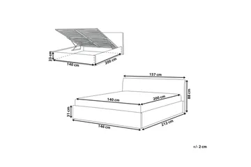 Seng med opbevaring Orbey - Beige, 140x200 cm - Møbler - Senge - Sengeramme & sengestel