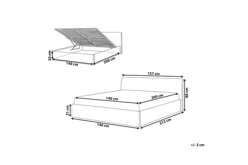 Seng med opbevaring Orbey - Beige, 140x200 cm - Møbler - Senge - Sengeramme & sengestel