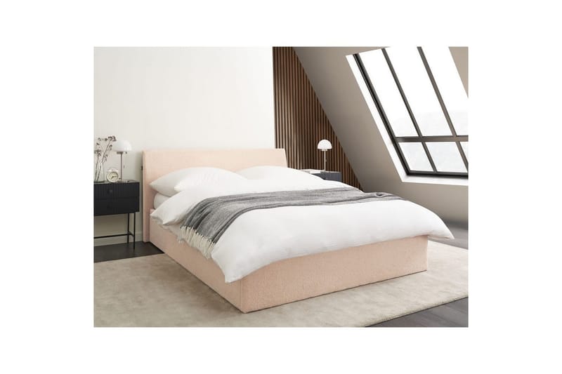 Seng med opbevaring Orbey - Beige, 140x200 cm - Møbler - Senge - Sengeramme & sengestel
