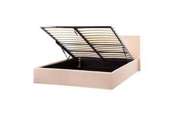 Seng med opbevaring Orbey - Beige, 140x200 cm - Møbler - Senge - Sengeramme & sengestel
