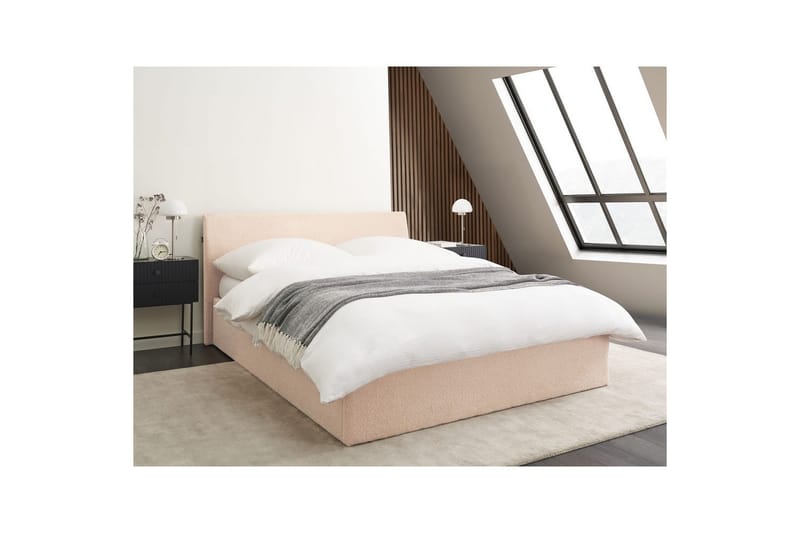 Seng med opbevaring Orbey - Beige, 140x200 cm - Møbler - Senge - Sengeramme & sengestel