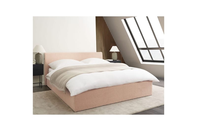 Seng med opbevaring Orbey - Beige, 160x200 cm - Møbler - Senge - Sengeramme & sengestel