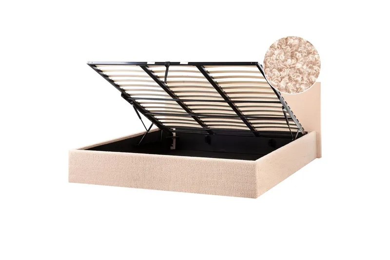 Seng med opbevaring Orbey - Beige, 180x200 cm - Møbler - Senge - Sengeramme & sengestel