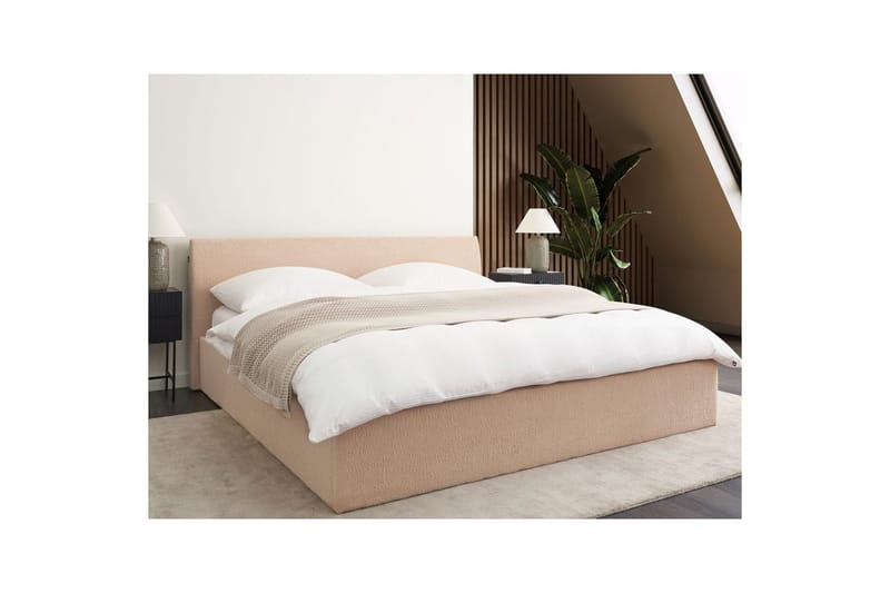 Seng med opbevaring Orbey - Beige, 180x200 cm - Møbler - Senge - Sengeramme & sengestel