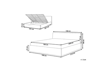 Seng med opbevaring Orbey - Beige, 180x200 cm - Møbler - Senge - Sengeramme & sengestel