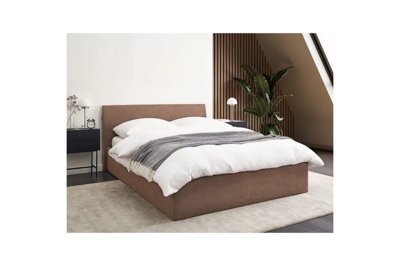 Seng med opbevaring Orbey - Brun, 140x200 cm - Møbler - Senge - Sengeramme & sengestel