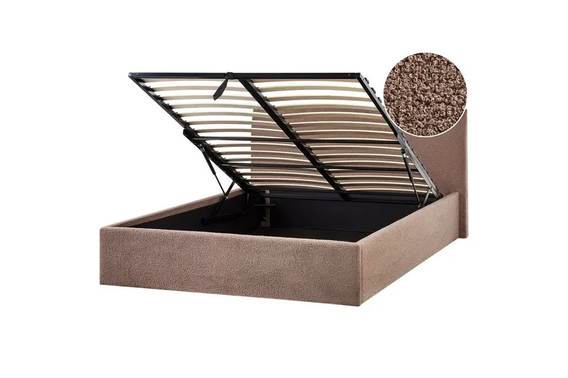 Seng med opbevaring Orbey, Brun, 140x200 cm
