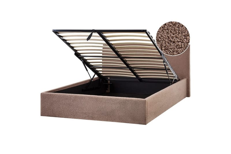 Seng med opbevaring Orbey - Brun, 140x200 cm - Møbler - Senge - Sengeramme & sengestel