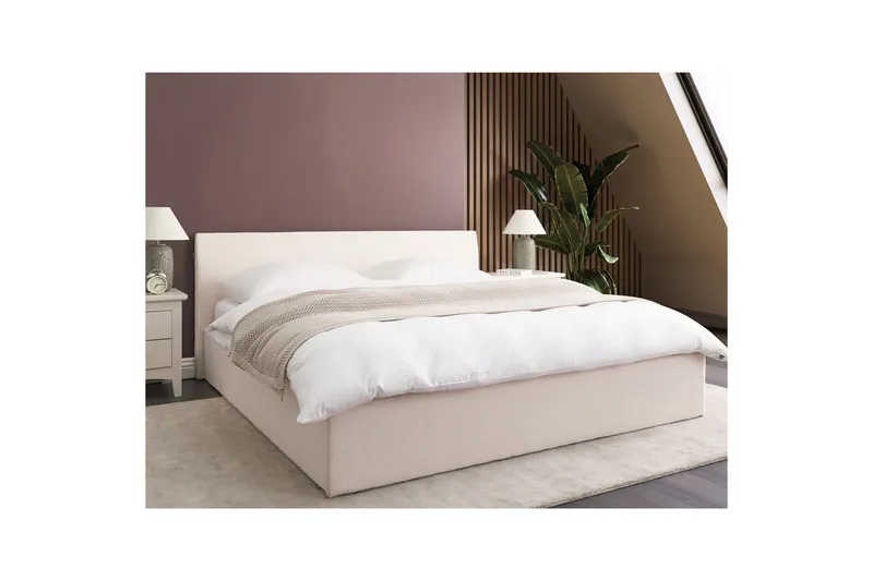 Seng med opbevaring Orbey - Hvid, 180x200 cm - Møbler - Senge - Sengeramme & sengestel