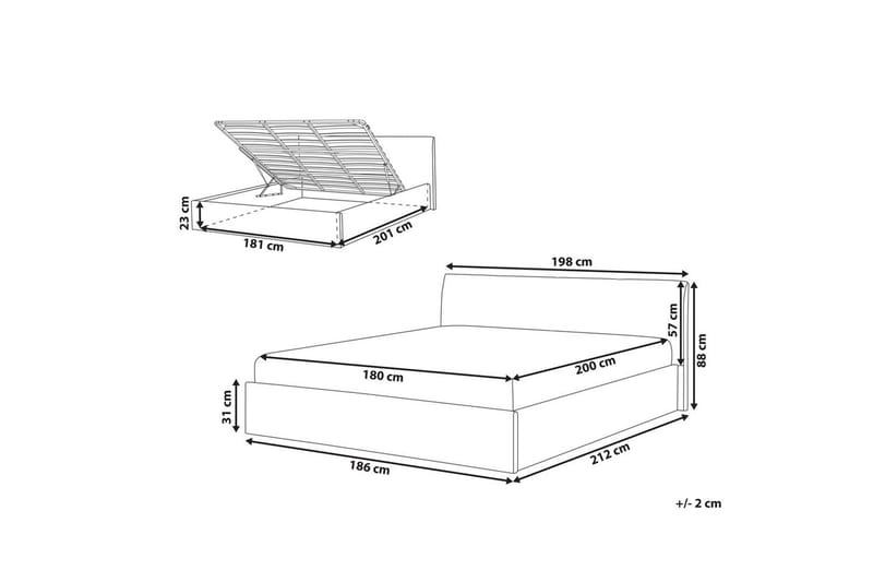 Seng med opbevaring Orbey - Hvid, 180x200 cm - Møbler - Senge - Sengeramme & sengestel