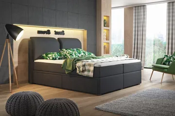 Owen Komplet Box bed Seng med Opbevaring 160x200 - Sort - Møbler - Senge - Seng med opbevaring