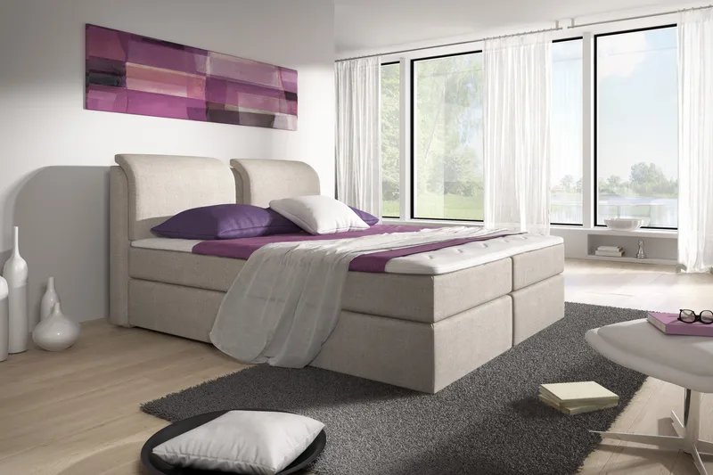 Owen Komplet Box Bed Seng med Opbevaring 180x200 - Beige - Møbler - Senge - Seng med opbevaring