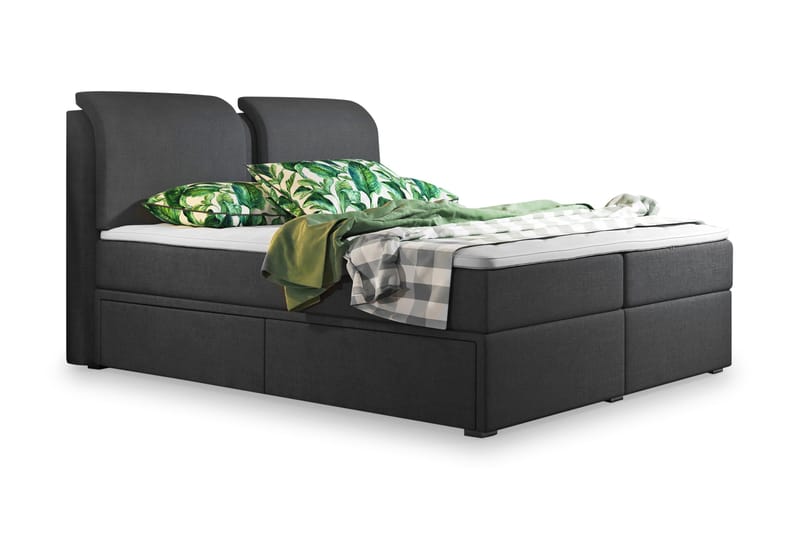 Owen Komplet Box Bed Seng med Opbevaring 180x200, Sort