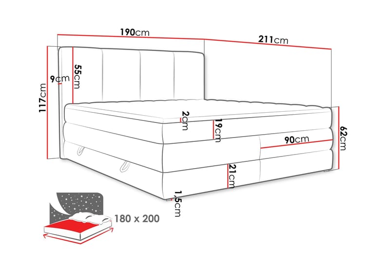 Pinta Opbevaringsseng 180x200 cm - Brun - Møbler - Senge - Seng med opbevaring