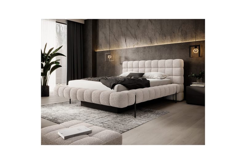 Polstret seng Eltap Magentta - 160x200 cm, Royal 18, Beige - Møbler - Senge - Seng med opbevaring - Dobbeltseng med opbevaring