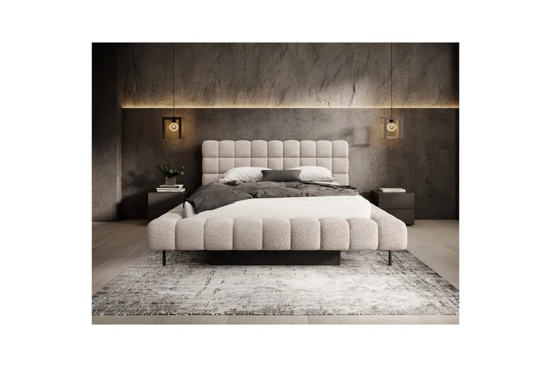 Polstret seng Eltap Magentta - 160x200 cm, Royal 18, Beige - Møbler - Senge - Seng med opbevaring